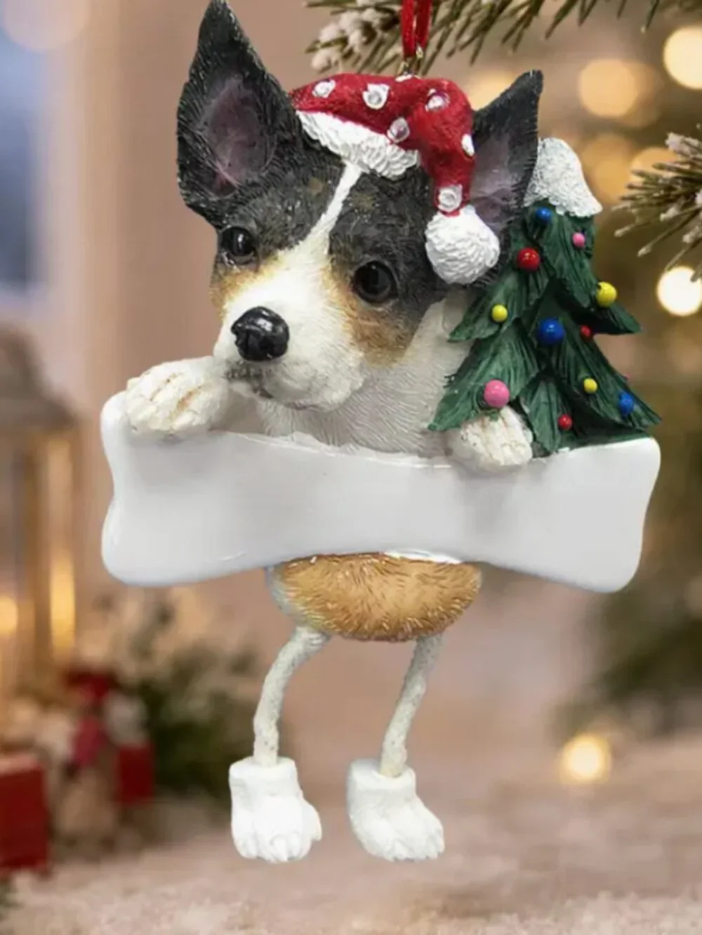 Rat Terrier Dangling Leg Ornament